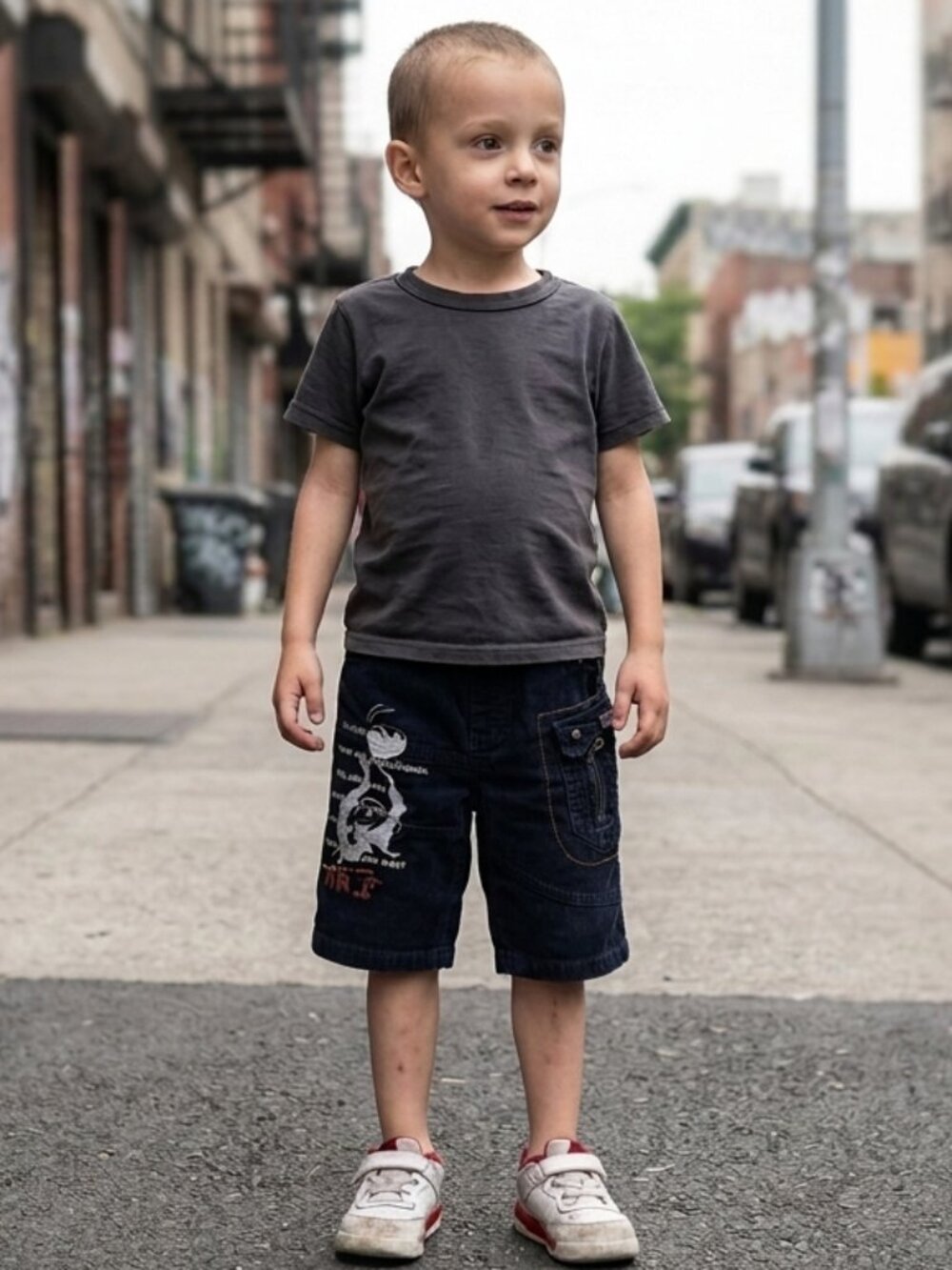 CHEROKEE WORKWEAR Y2K Cargo Corduroy Pants Patchwork Embroidered Navy Kids 4